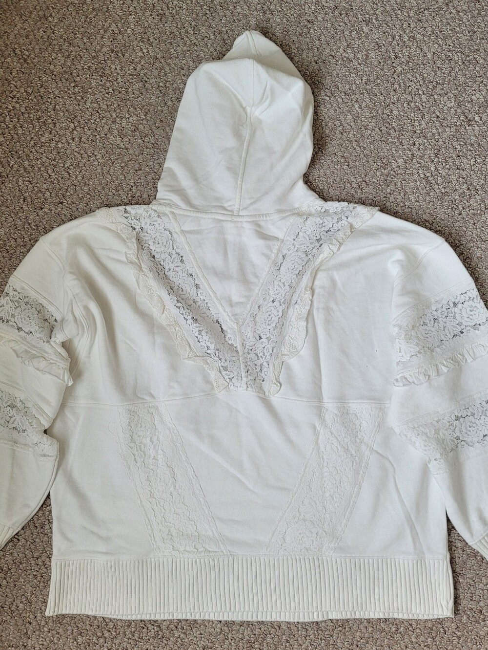 New Free People Movement Sweatshirt Hooded With Lace Detailing - Picture 10 of 12
